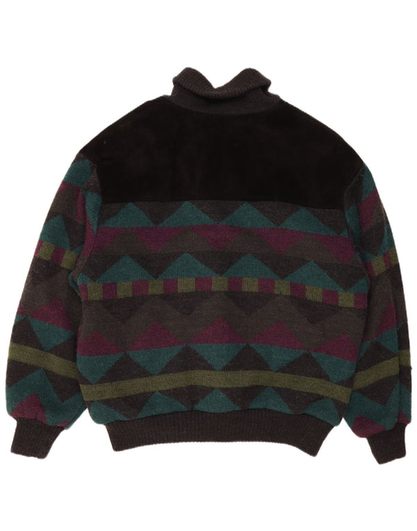 Angelo Litrico Herre Cardigan Sweater IT 56/58 XL Sort Geometrisk Akryl