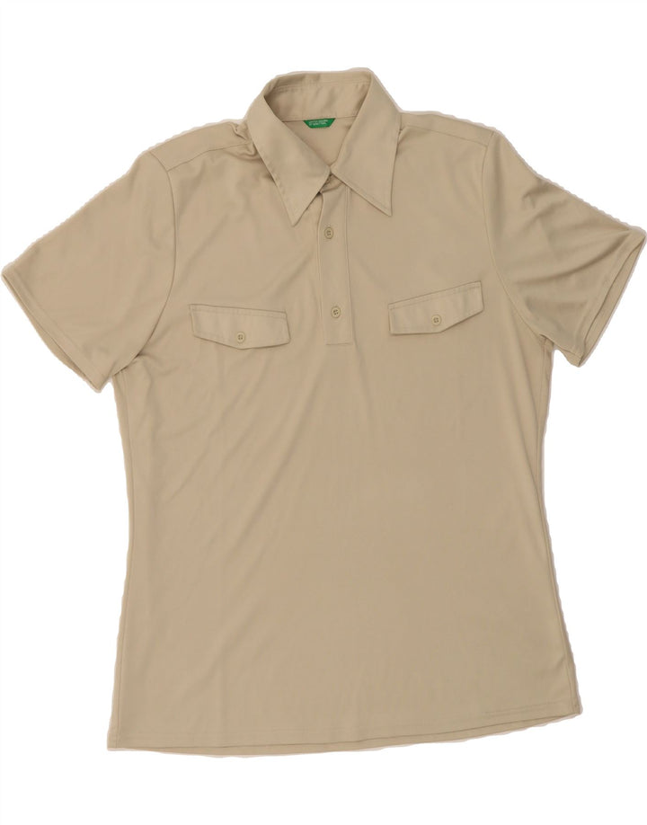 BENETTON Mens Polo Shirt Medium Beige Vintage Benetton and Second-Hand Benetton from Messina Hembry 