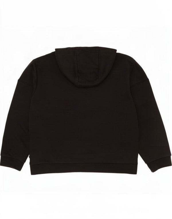 Emporio Armani Grafisk hættetrøje til kvinder UK 14 Medium Sort bomuld