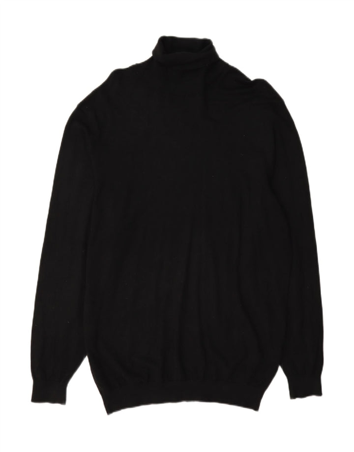 Zara Herre Rullehalstrøje Sweater Stor Sort Viscose