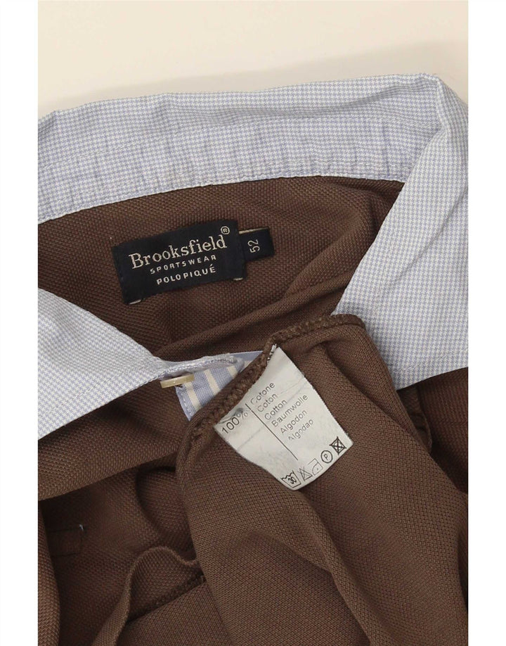 Brooksfield Polo Shirt til mænd IT 52 Stor Brun Colourblock Bomuld