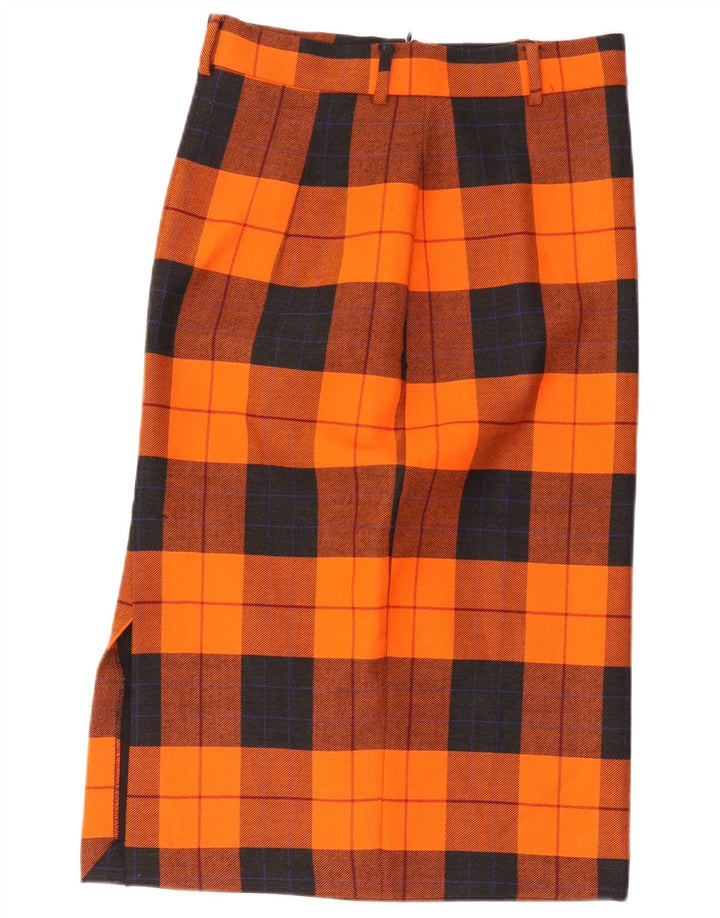 Vintage lige nederdel til kvinder W30 Medium Orange Plaid
