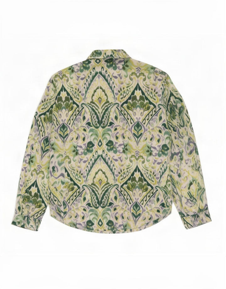 Zara Dame Oversized Shirt UK 10 Small Green Paisley Polyester