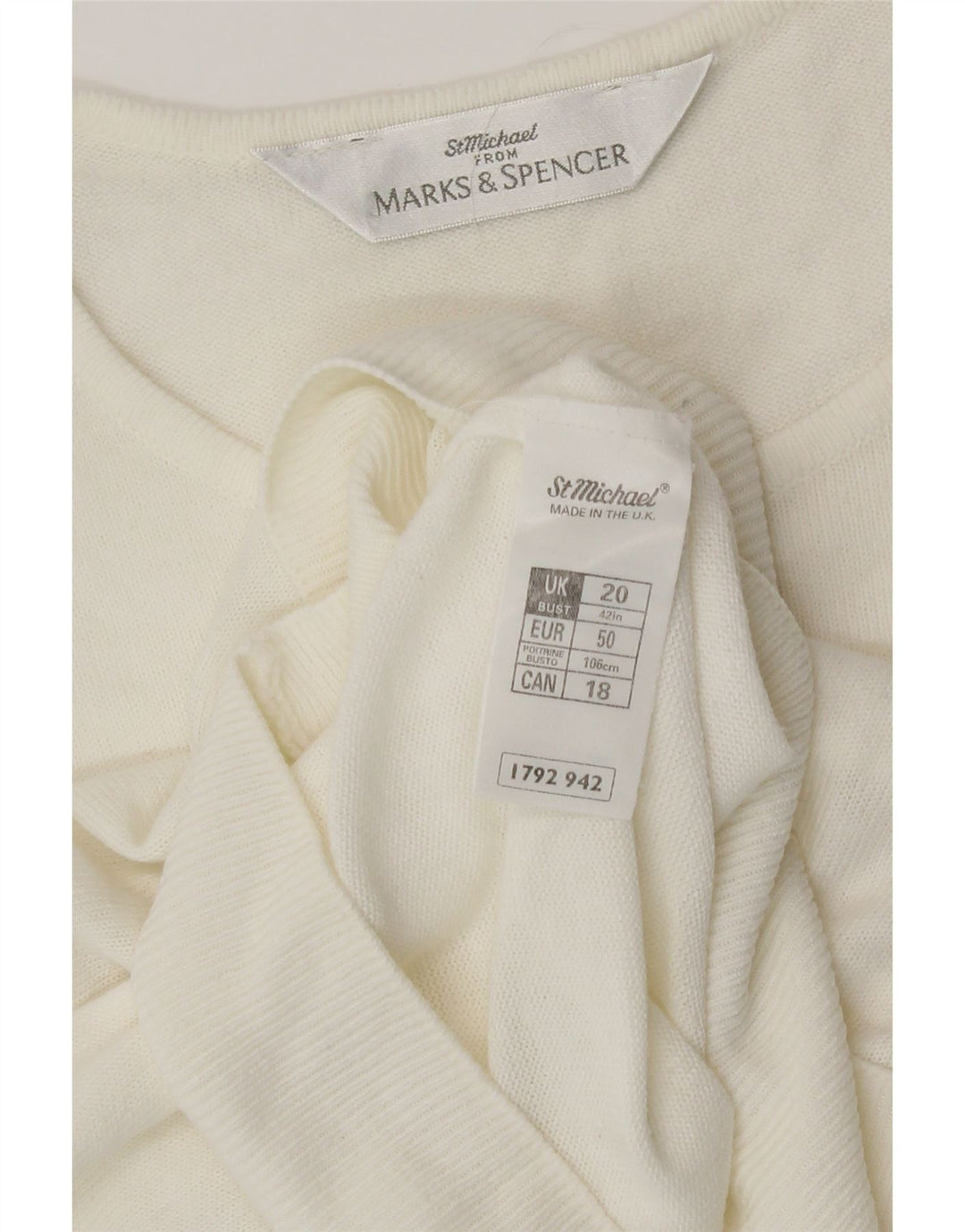 Marks & Spencer Dame Kortærmet Bluse Top UK 20 2XL Hvid Akryl