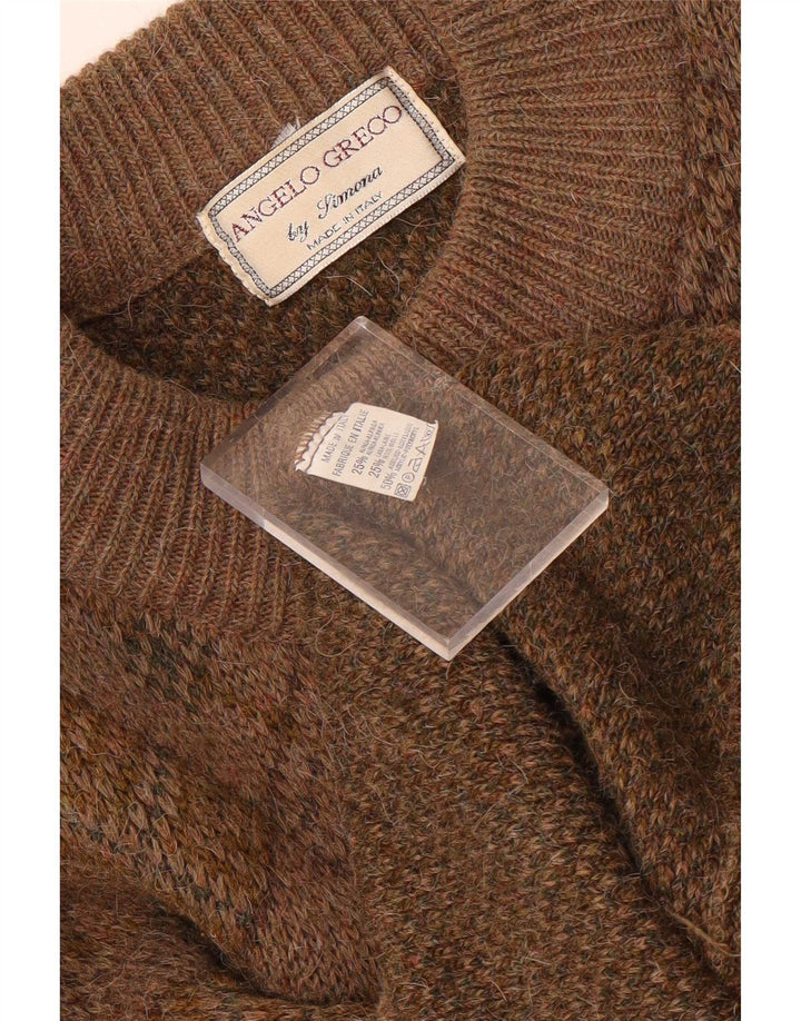 Angelo Greco Herre By Simona Cardigan Sweater Large Brown Argyle/Diamond