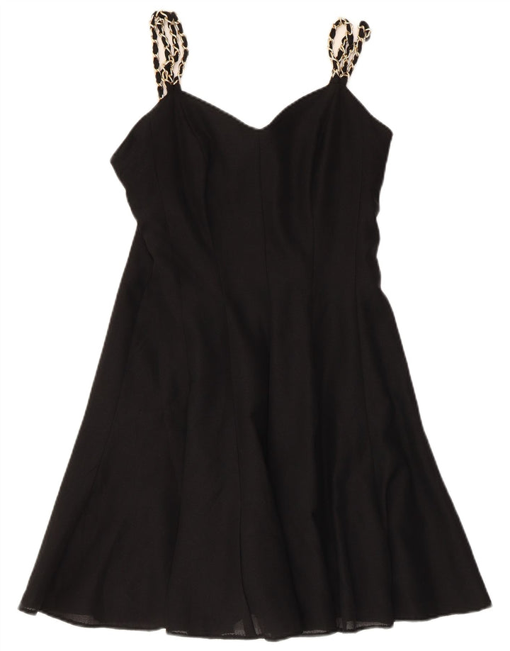 VINTAGE Womens Sleeveless A-Line Dress UK 8 Small Black Polyester