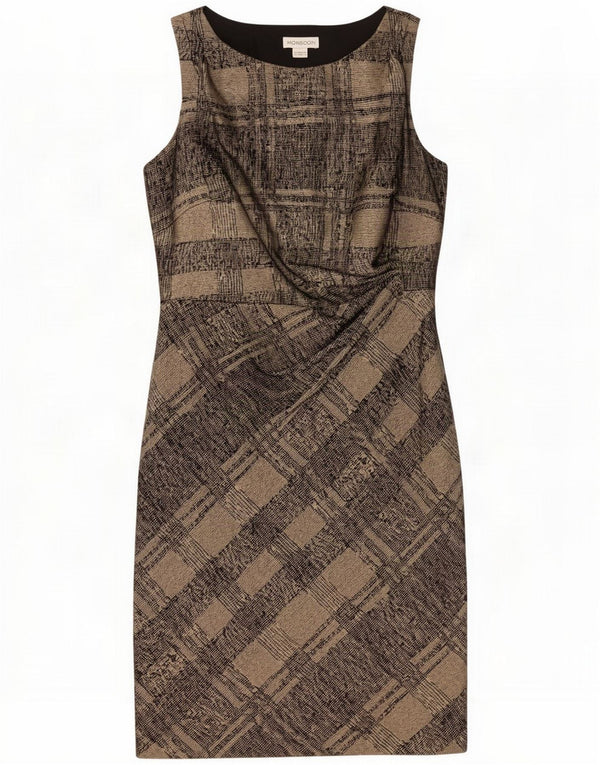 Monsoon Womens Sleeveless Sheath Dress UK 12 Medium Grey Plaid Viscose