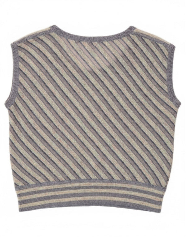 Vintage Dame Vest Tank Top UK 12 Medium Lilla Stribet