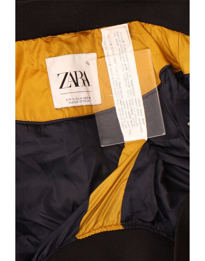 Zara Herre hættepolstret jakke UK 38 Medium Gul Colourblock Polyester