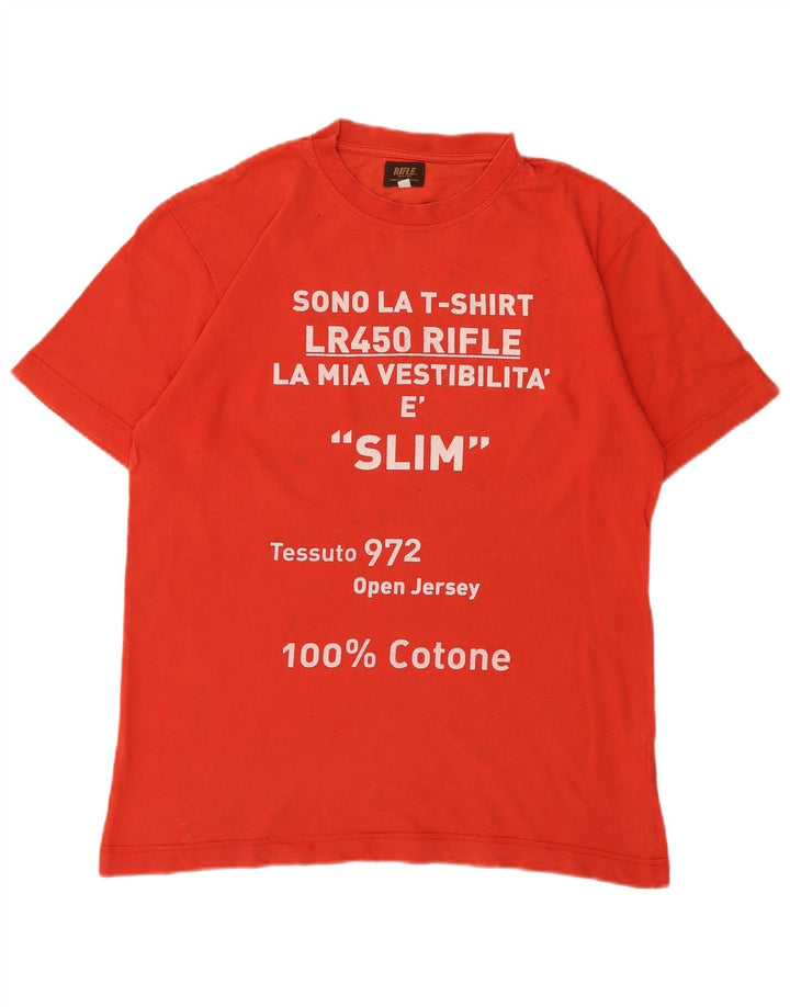 Rifle Herre Grafisk T-Shirt Top Stor Rød Bomuld