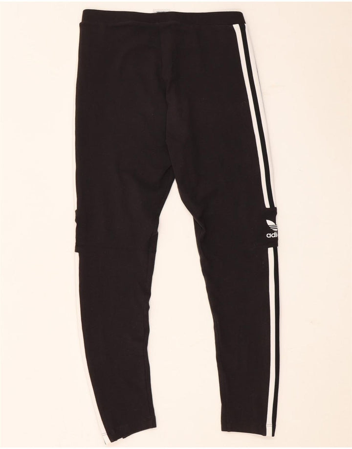 Adidas Dame Grafiske Leggings UK 12 Medium Sort Bomuld