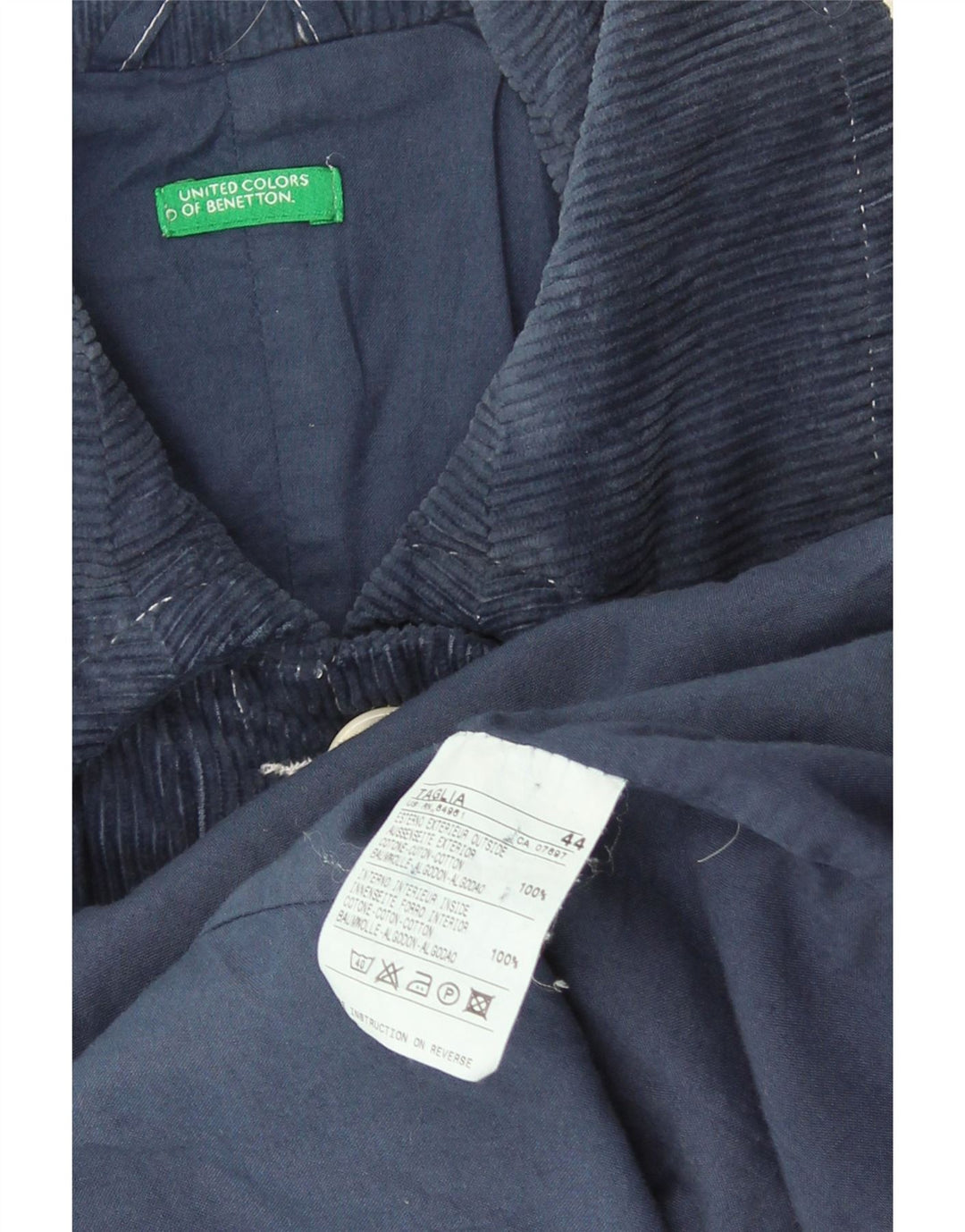 Benetton Damefløjl Frakke IT 44 Medium Navyblå Bomuld