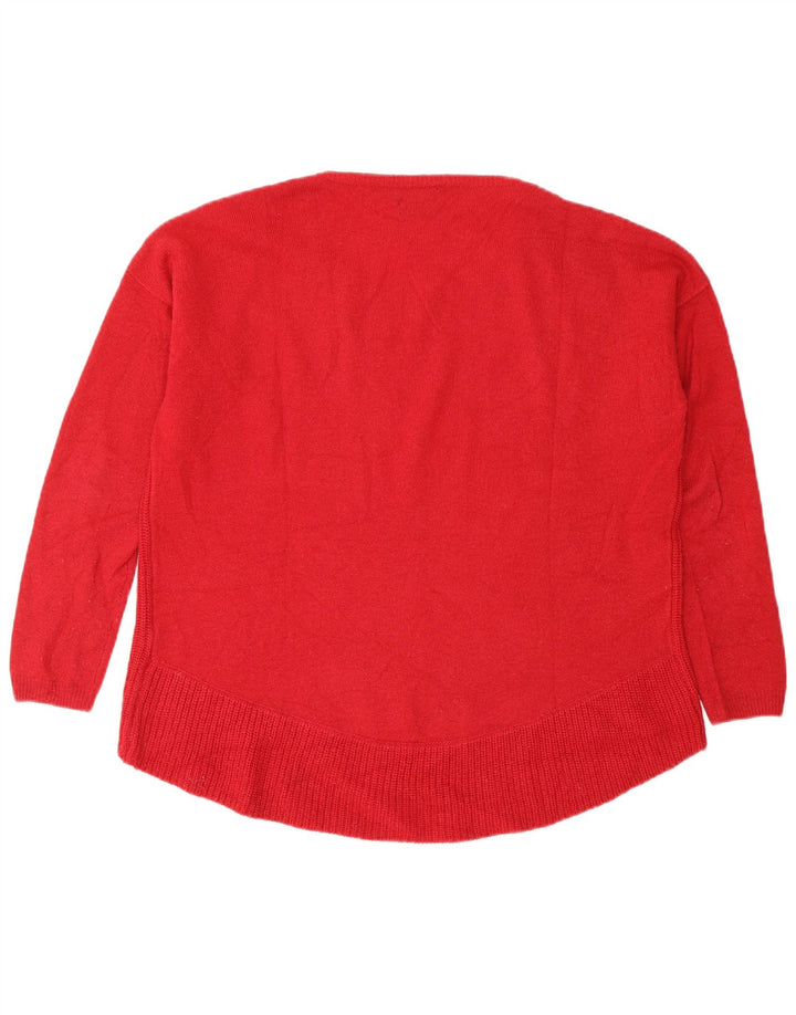 Massimo Dutti Dame Loose Fit Crew Neck Jumper Sweater UK 14 Medium Red