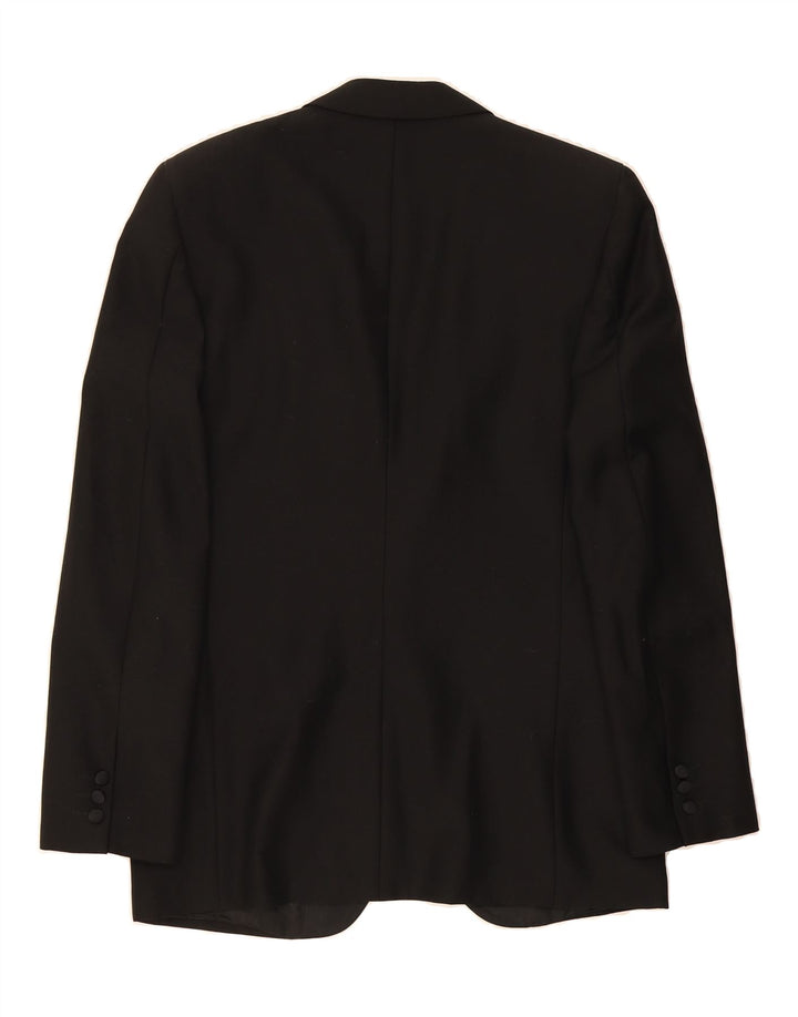 SAN REMO Mens 1 Button Blazer Jacket IT 48 Medium Black Wool Vintage San Remo and Second-Hand San Remo from Messina Hembry 