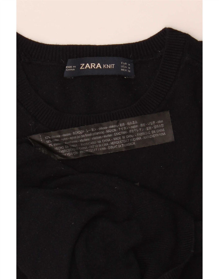 Zara Dame sweater med rund hals DK 12 Medium Navy Blue Viscose