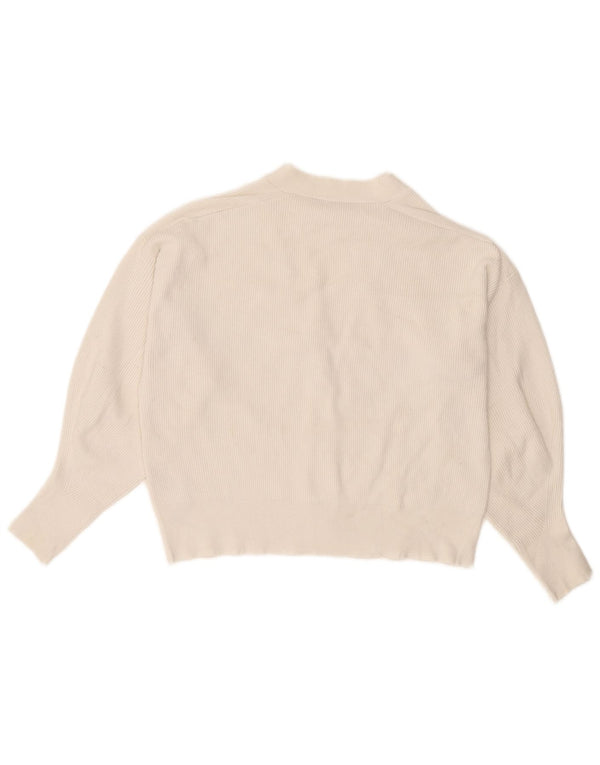 Zara Womens Crop Oversized cardigan sweater UK 10 Small White Viscose
