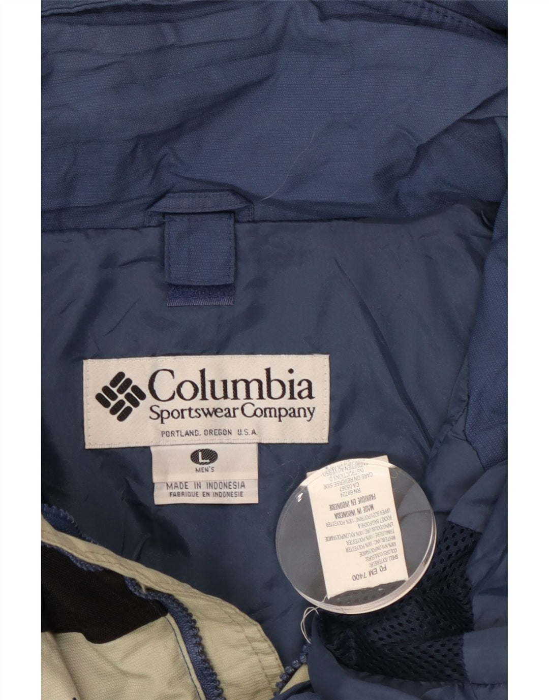 Champion Herre Hooded Windbreaker Jacket UK 40 Large Blue Colourblock Nylon