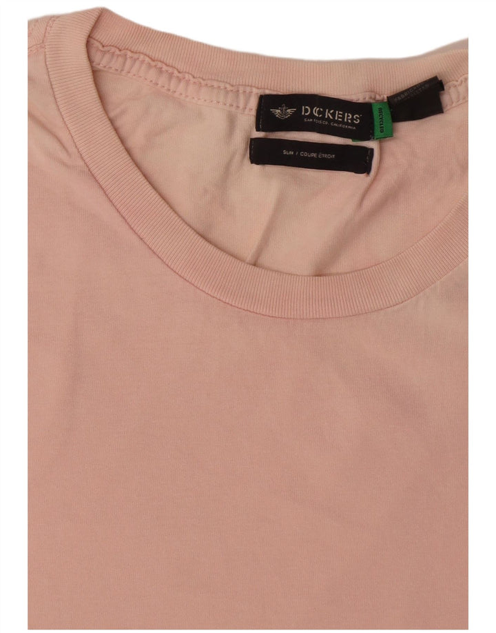 Dockers Herre Slim T-Shirt Top Stor Pink Bomuld