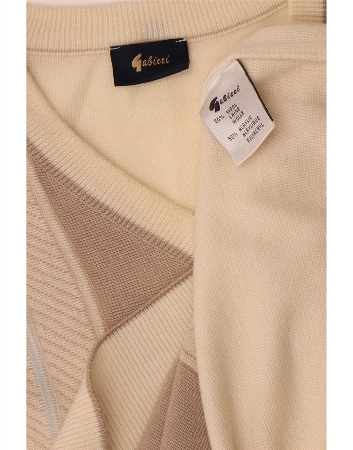 Gabicci Herre V-hals sweater XL Beige Colourblock Uld