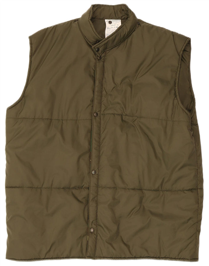 Vintage Herre Gilet UK 42 XL Khaki Polyamid
