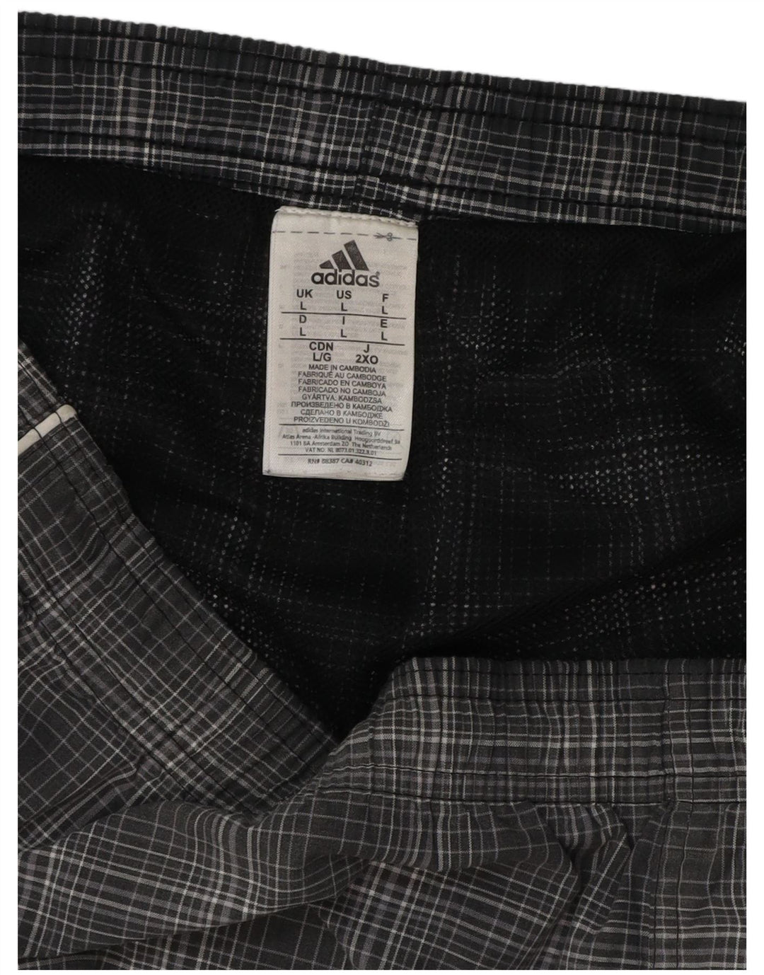 ADIDAS Badeshorts til mænd, store grå ternet polyester