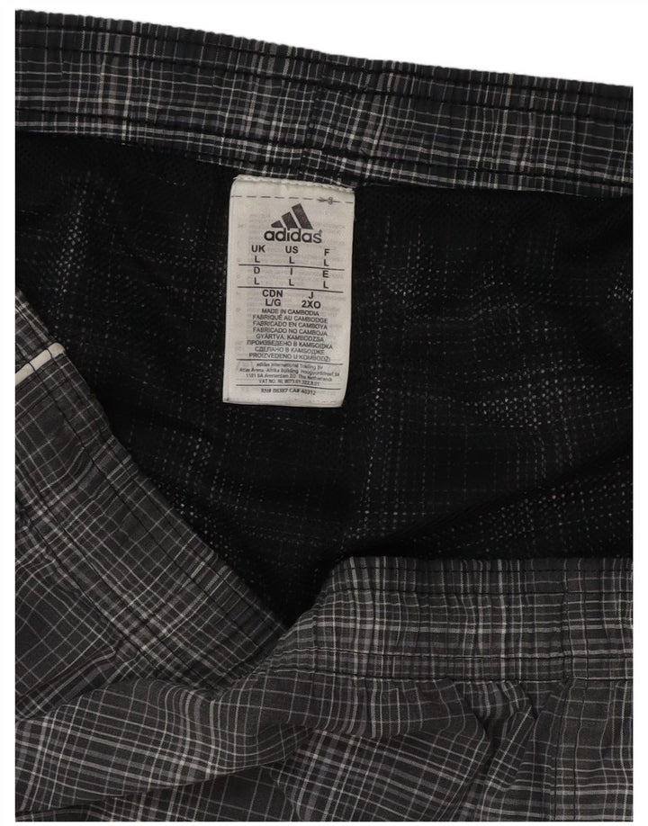 ADIDAS Badeshorts til mænd, store grå ternet polyester