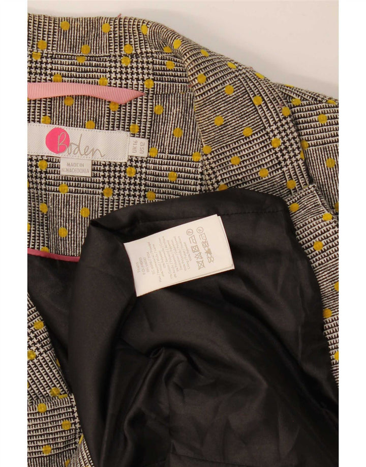 Boden Dame Dobbeltradet Blazer Jacket UK 16 Large Grey Houndstooth