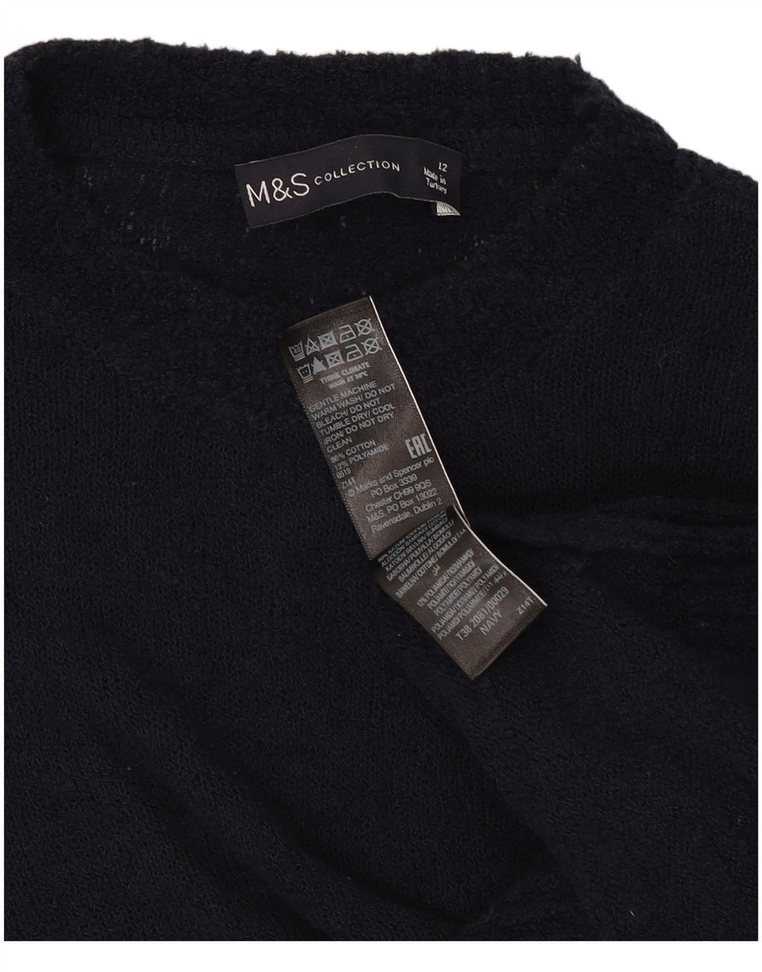Marks & Spencer Dame sweater med rund hals DK 12 Medium Navy Blue