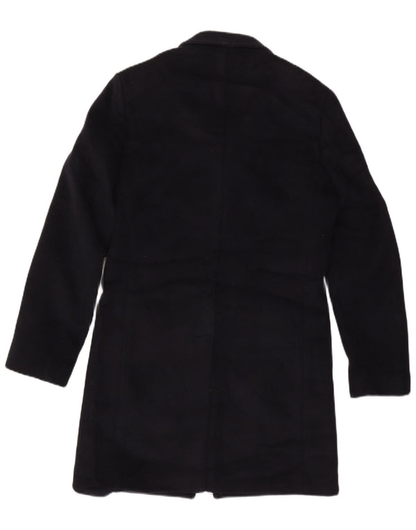 Reiss Herre Overfrakke UK 36 Small Navy Blue Wool