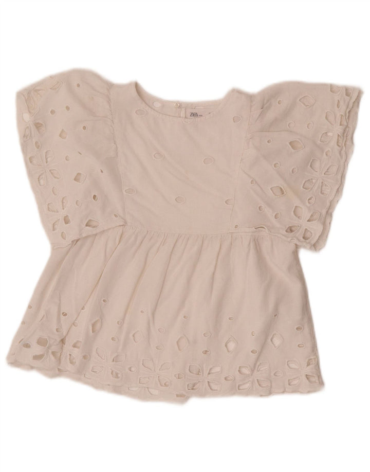 Zara Pigebluse Top 6-7 År Hvid Bomuld