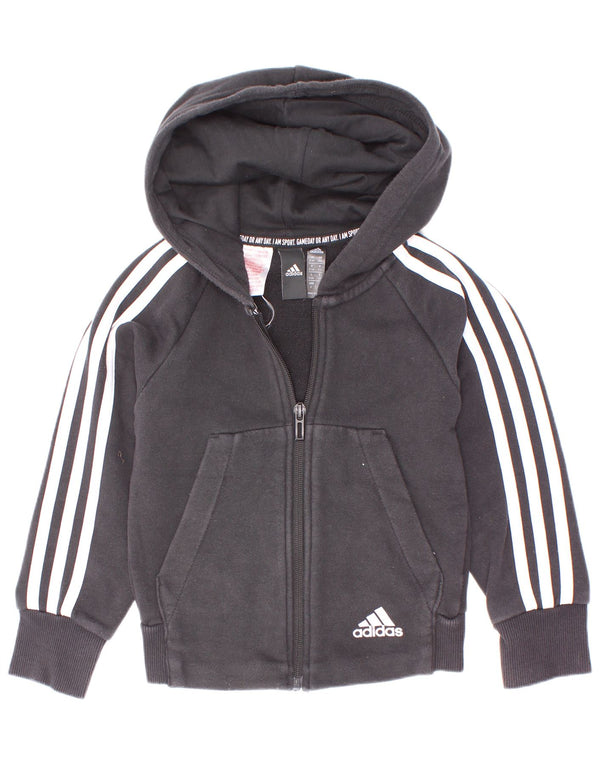 Adidas hættetrøje med lynlås til drenge 5-6 år sort bomuld