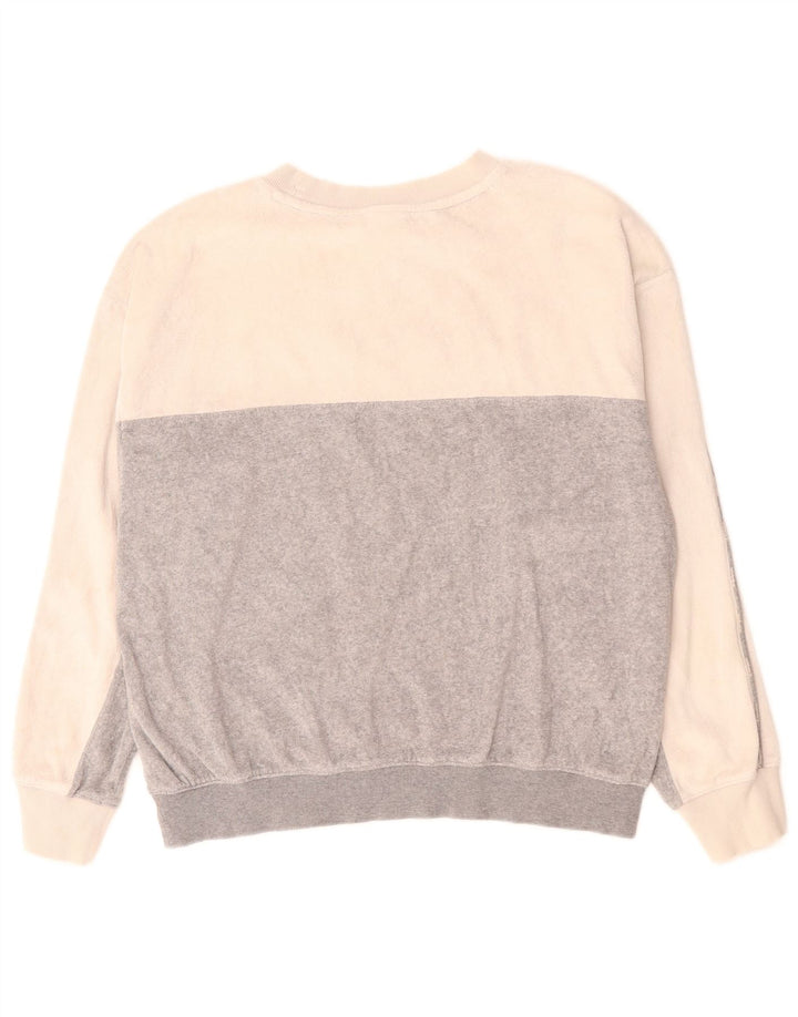CHAMPION Graphic Sweatshirt Jumper UK 14 Medium Grey Colourblock