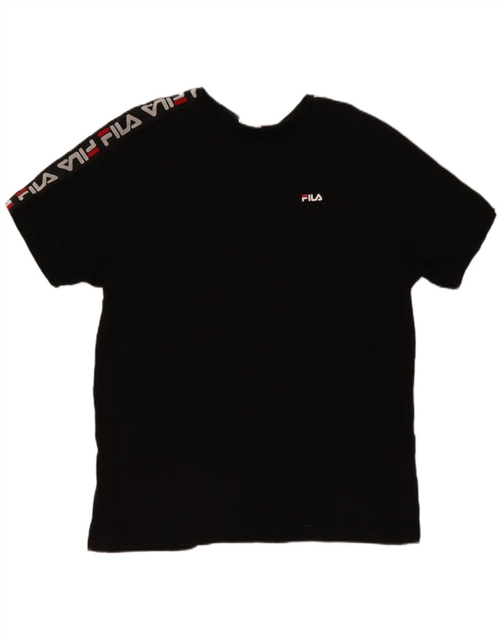 FILA Mens Graphic T-Shirt Top Large Black Cotton