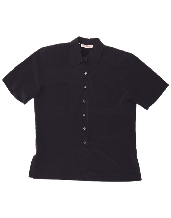 RENATO BALESTRA Kortærmet skjortebluse til kvinder IT 44 Medium Marineblå