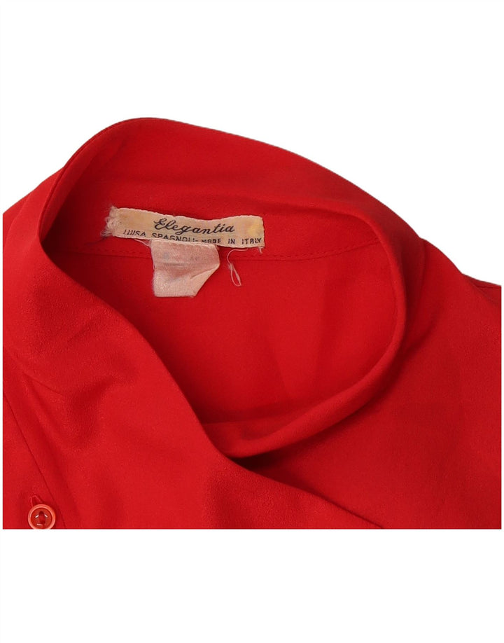 Vintage Dame Langærmet Bluse Top IT 46 Large Red
