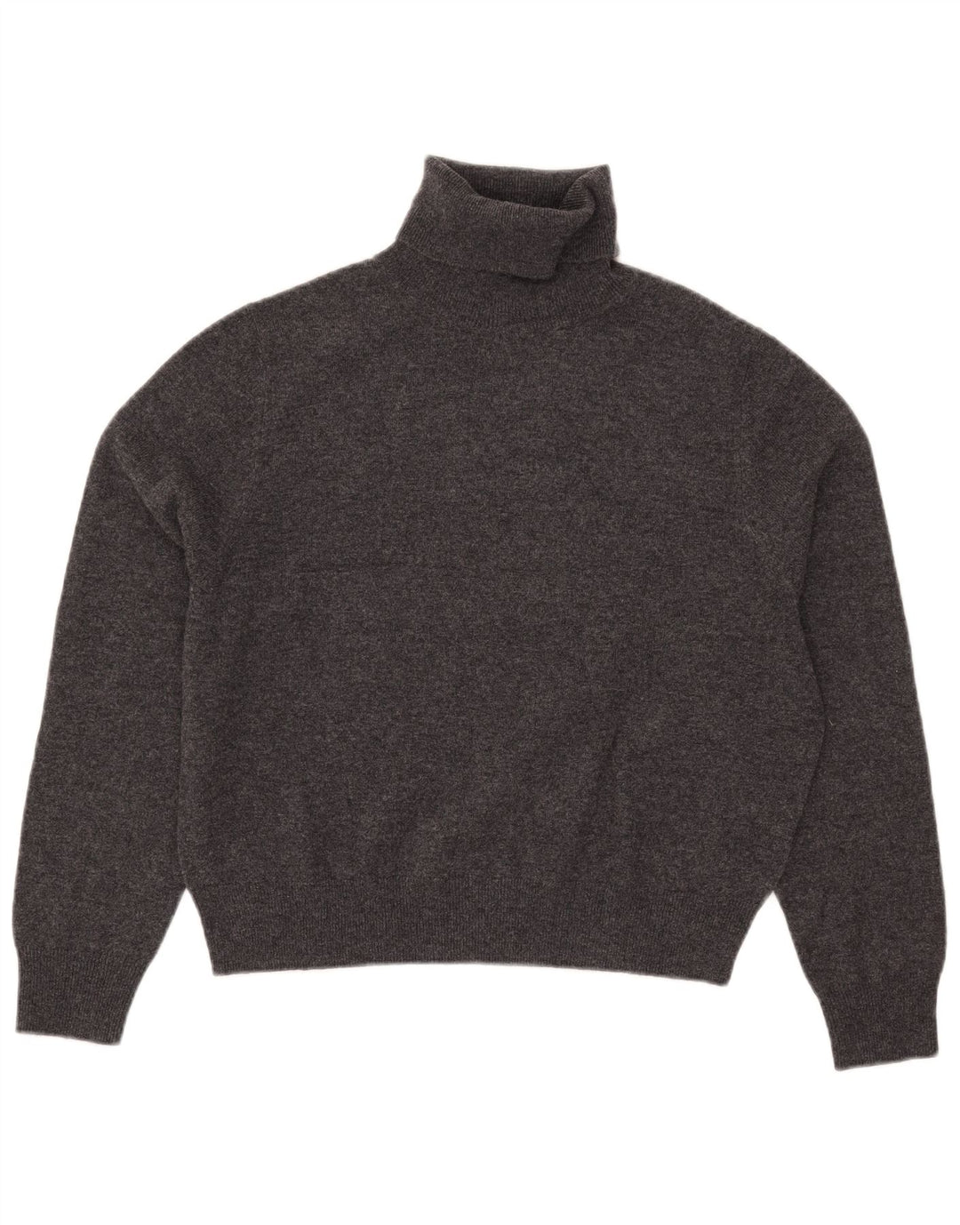 Massimo Dutti Dame Crop Roll Neck Jumper Sweater UK 10 Small Grey