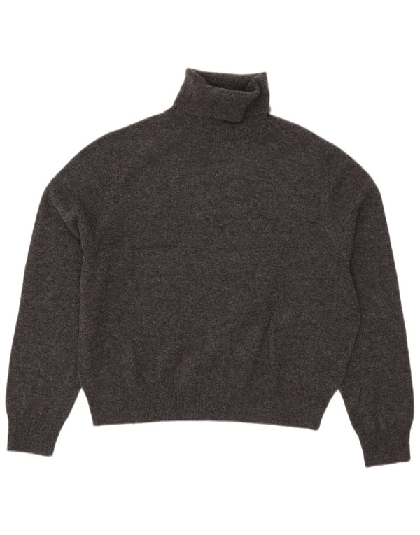 Massimo Dutti Dame Crop Roll Neck Jumper Sweater UK 10 Small Grey