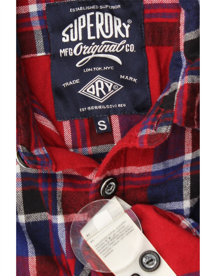 Superdry Flanelskjorte til mænd, lille rød ternet bomuld