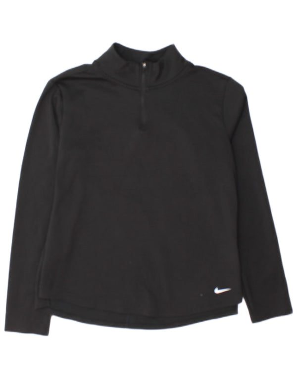 Nike Dame Therma-Fit Zip Neck Top Langærmet UK 14 Medium Sort