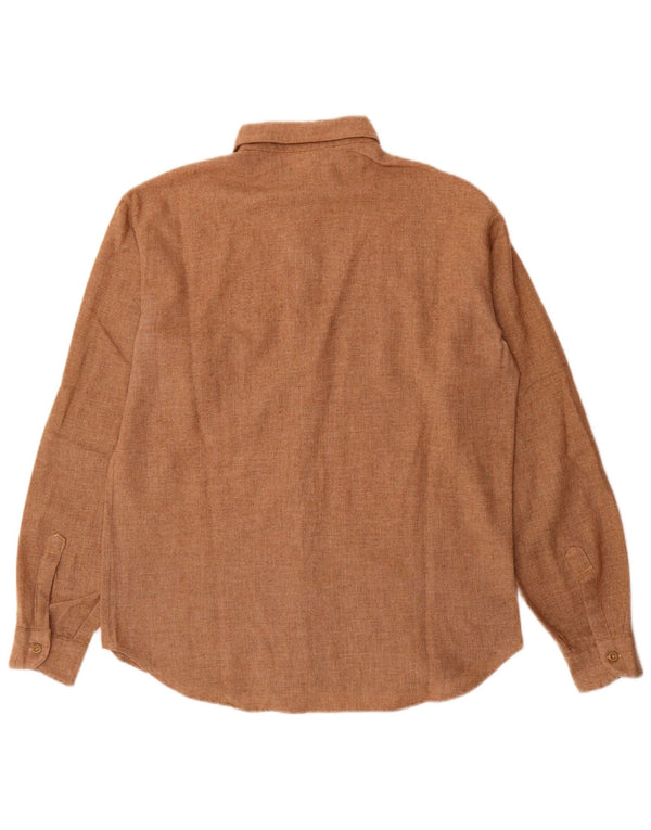 Vintage herreskjorte str. 39 Medium brun polyester