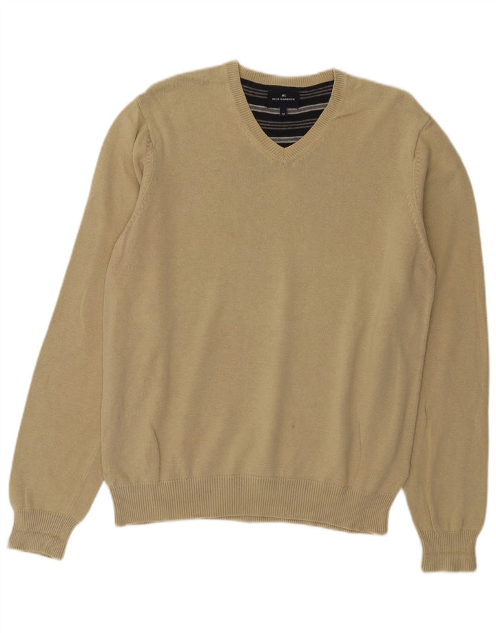 Marks & Spencer Herre Blue Harbor V-hals sweater Medium Beige Bomuld