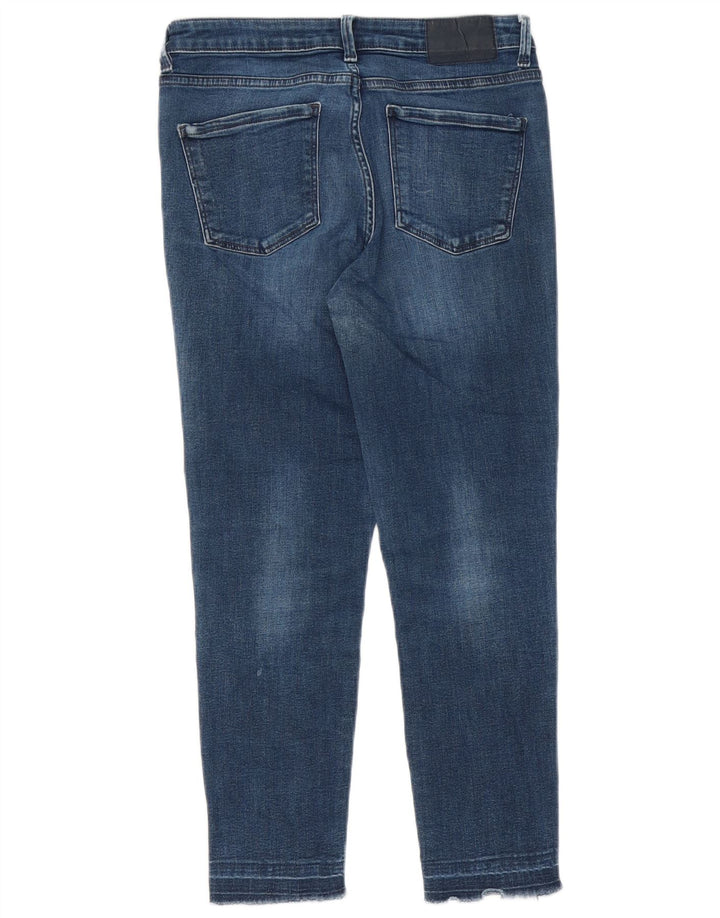 Zara Dame Slim Cropped Jeans W28 L24 Navy Blue