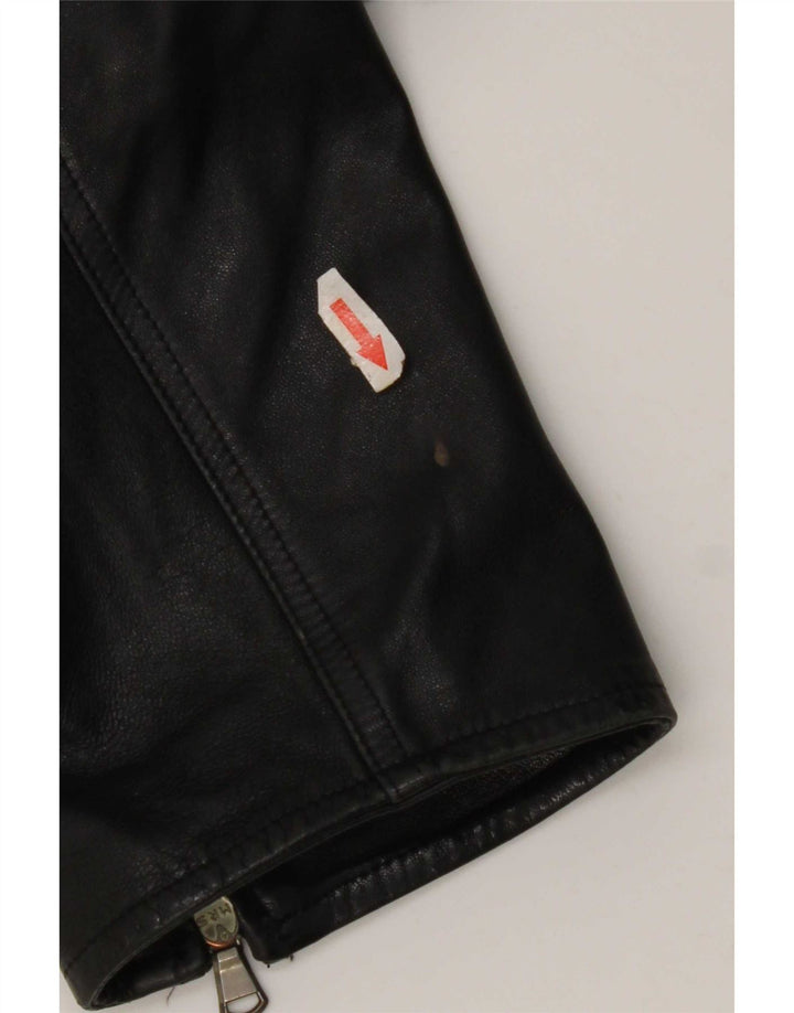 Vintage læderjakke til kvinder UK 14 Medium sort læder