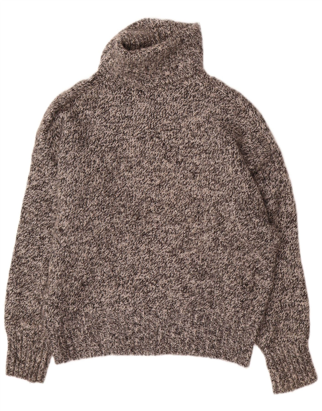 Zara Dame Oversized Roll Neck Jumper Sweater UK 10 Small Grey Flecked