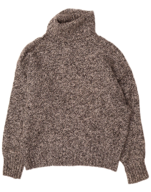 Zara Dame Oversized Roll Neck Jumper Sweater UK 10 Small Grey Flecked