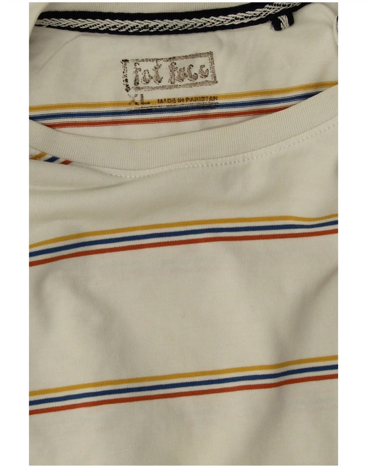 Fat Face Herre T-Shirt Top XL Hvidstribet bomuld