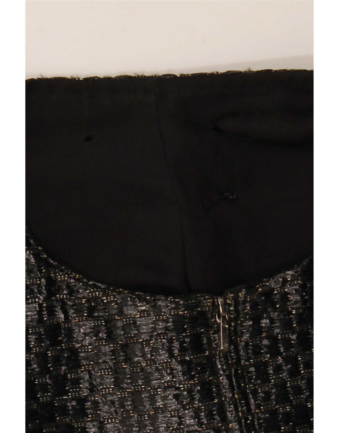 Vintage dame 3/4 ærmet blazerjakke UK 12 Medium Sort Geometrisk