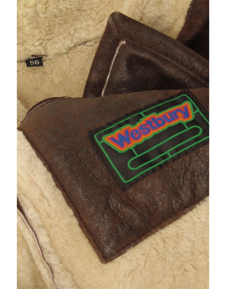 WESTBURY Shearling-jakke til mænd IT 56 3XL brunt læder