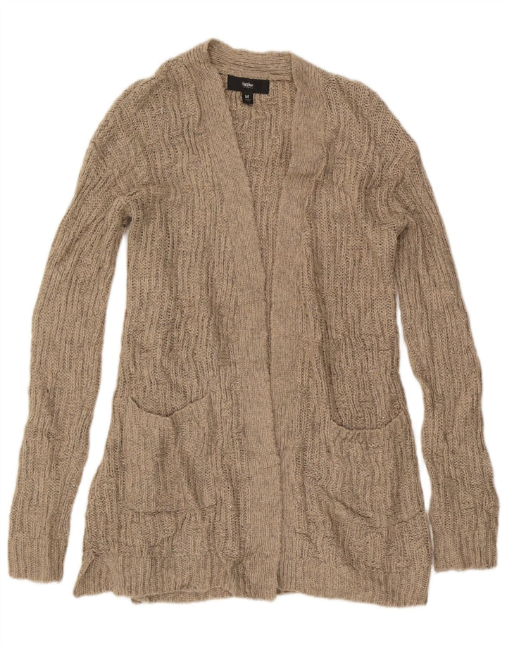 MOSSIMO Womens Longline Open Cardigan Sweater UK 14 Medium Beige Akryl