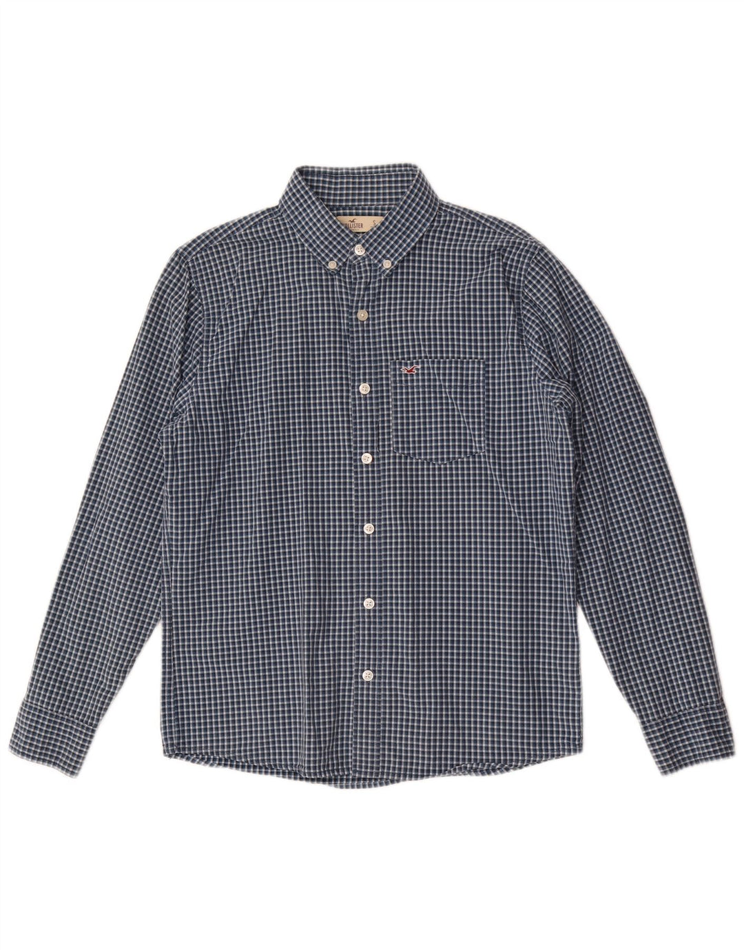 Hollister herreskjorte lille marineblå Gingham bomuld